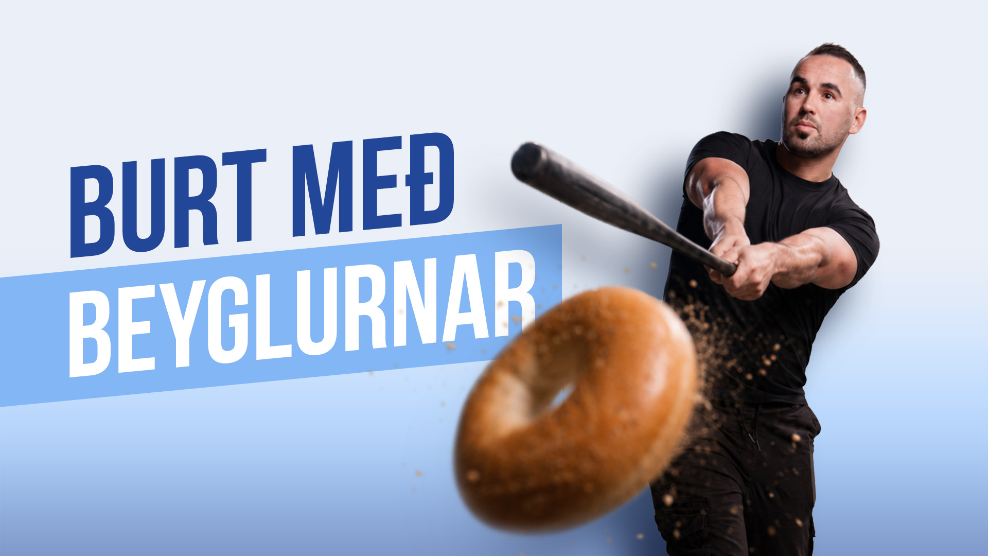 Burt með beyglurnar – starfsmaður HS slær beyglu burt með hafnaboltakylfu
